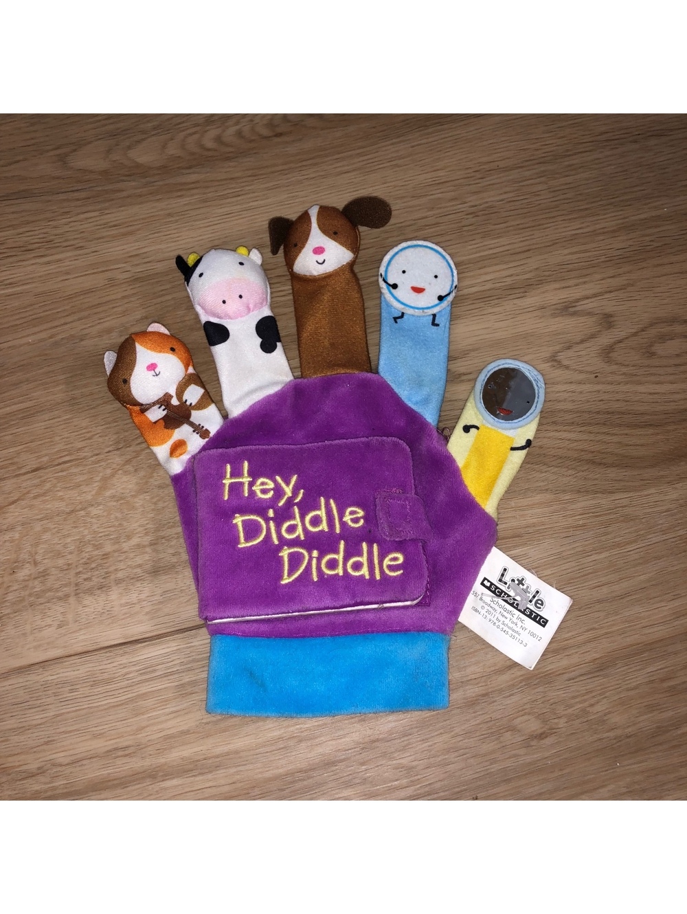 2011 HEY DIDDLE DIDDLE HAND FINGER PUPPET PLUSH CHILDRENS BOOK NURSERY RHYME VTG
